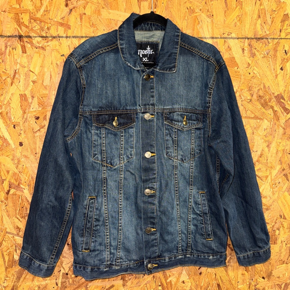 NOSTIC Denim Jean‎ Trucker Jacket Grunge Punk Streetwear Moto Casual Cotton XL